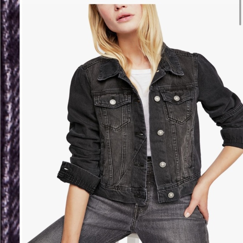 Free People Rumors Black Denim Jacket